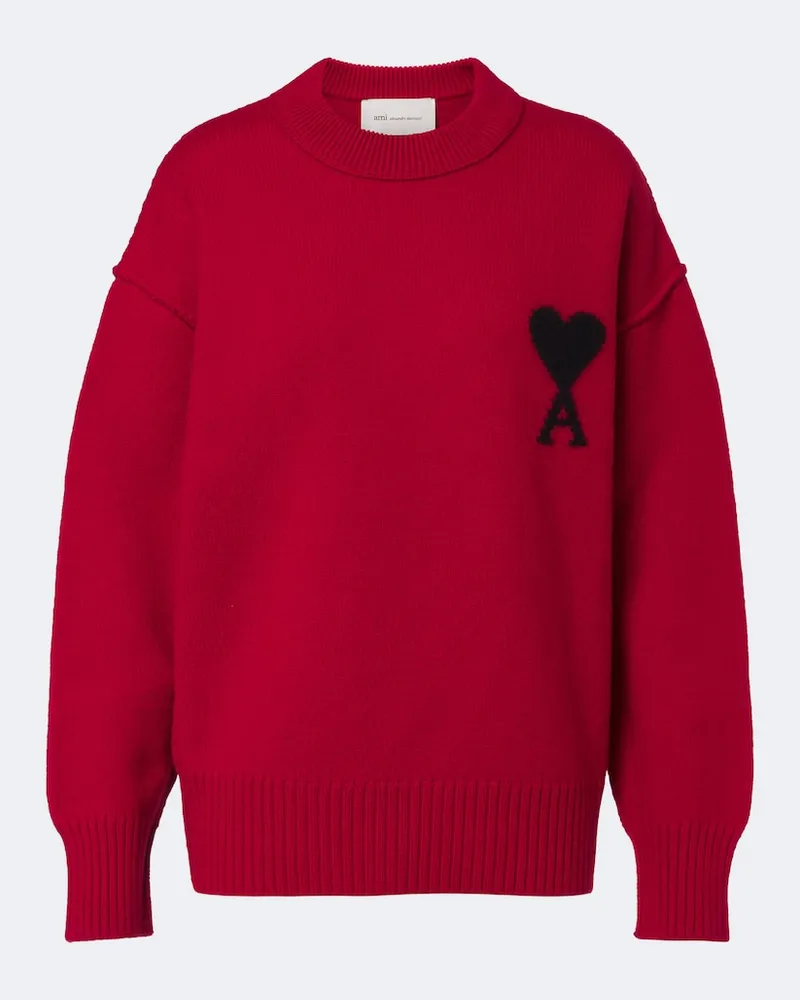 AMI Paris Pullover Ami de Coeur aus Schurwolle Rot