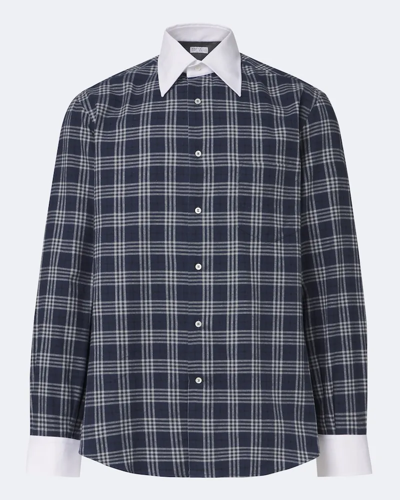Brunello Cucinelli Hemd aus Flanell Blau