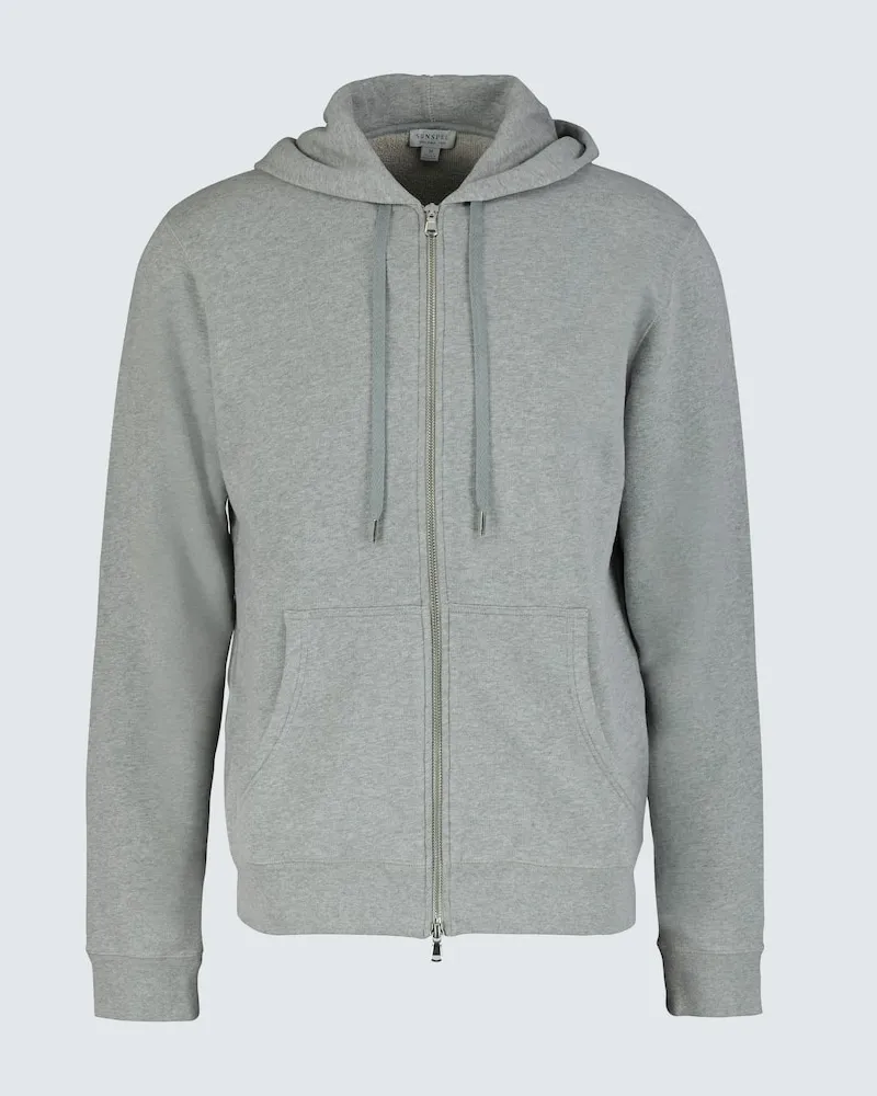 Sunspel Kapuzenjacke aus Baumwolljersey Grau