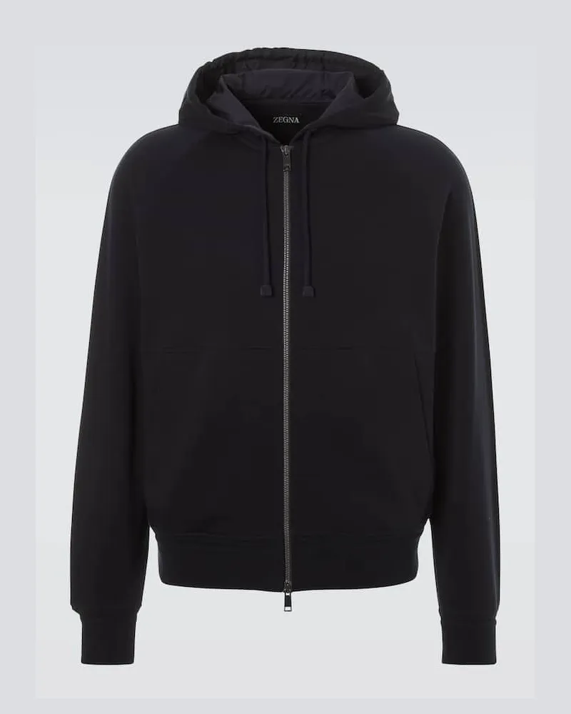 Ermenegildo Zegna Kapuzenjacke aus einem Baumwollgemisch Blau