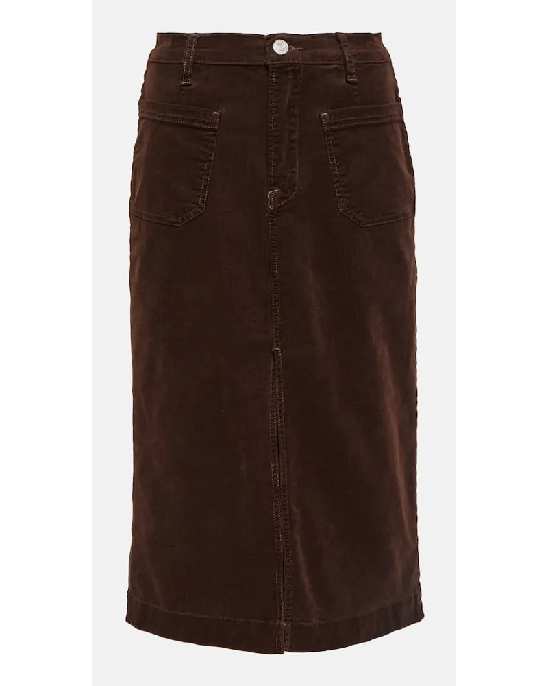 Frame Denim High-Rise-Midirock aus Cord Braun