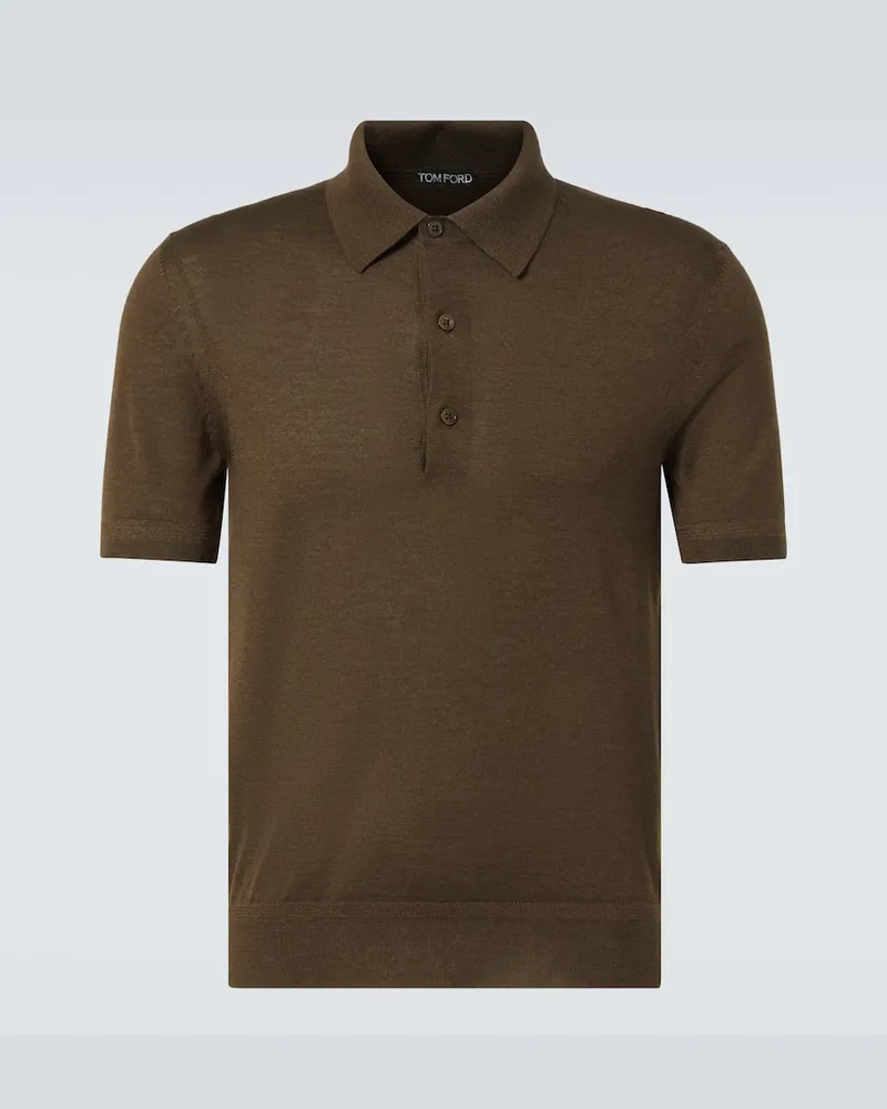 Tom Ford Polohemd aus Kaschmir und Seide Braun