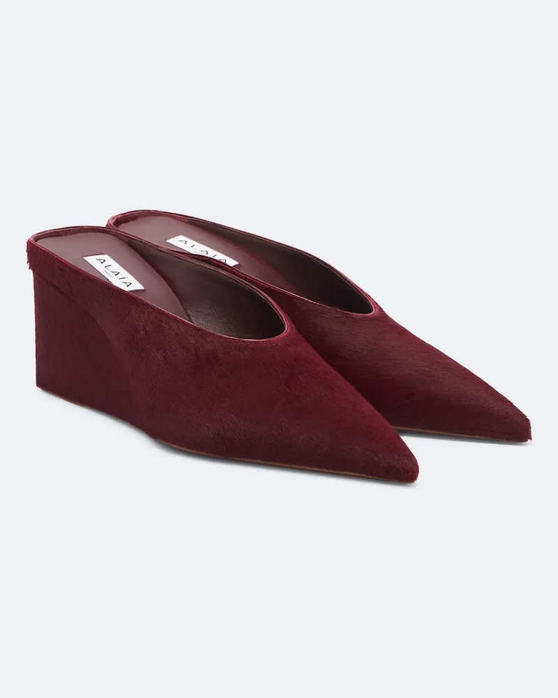 Alaïa Alaïa Wedge-Mules Cube aus Leder Burgunderrot