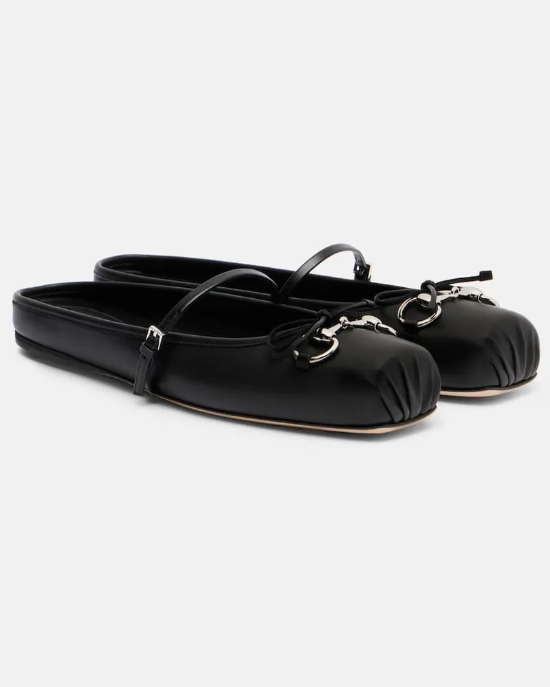 Gucci Ballerinas Horsebit aus Leder Schwarz