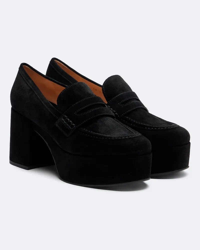 Gianvito Rossi Loafer-Pumps Jenna aus Veloursleder Schwarz