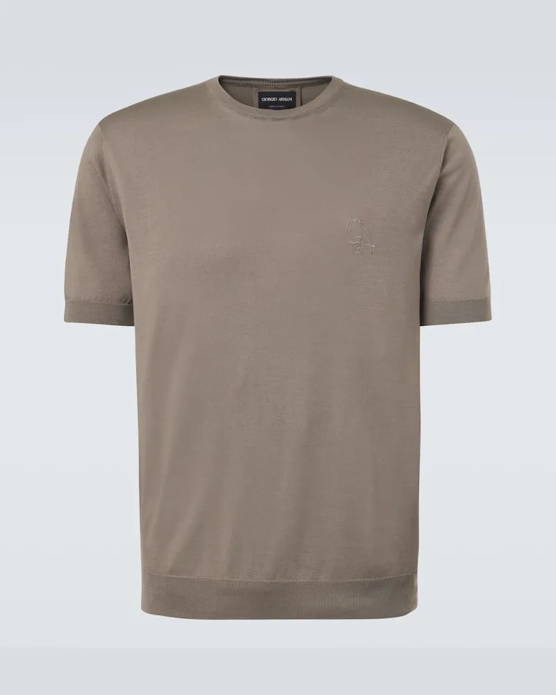 Giorgio Armani Pullover aus Seide und Baumwolle Grau