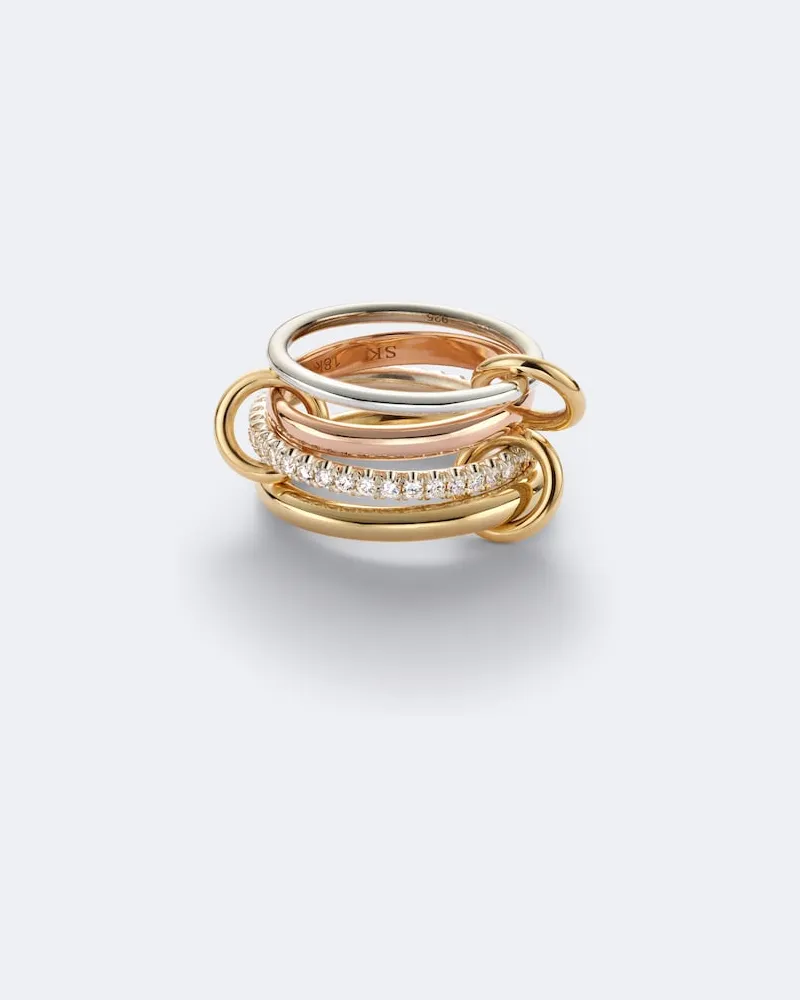 Spinelli Kilcollin Ring Scorpio aus Sterlingsilber, 18kt Gelb- und Roségold mit Diamanten Multicolor