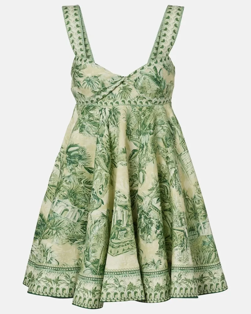 ALEMAIS Alémais Bedrucktes Minikleid Sara aus Leinen Grün