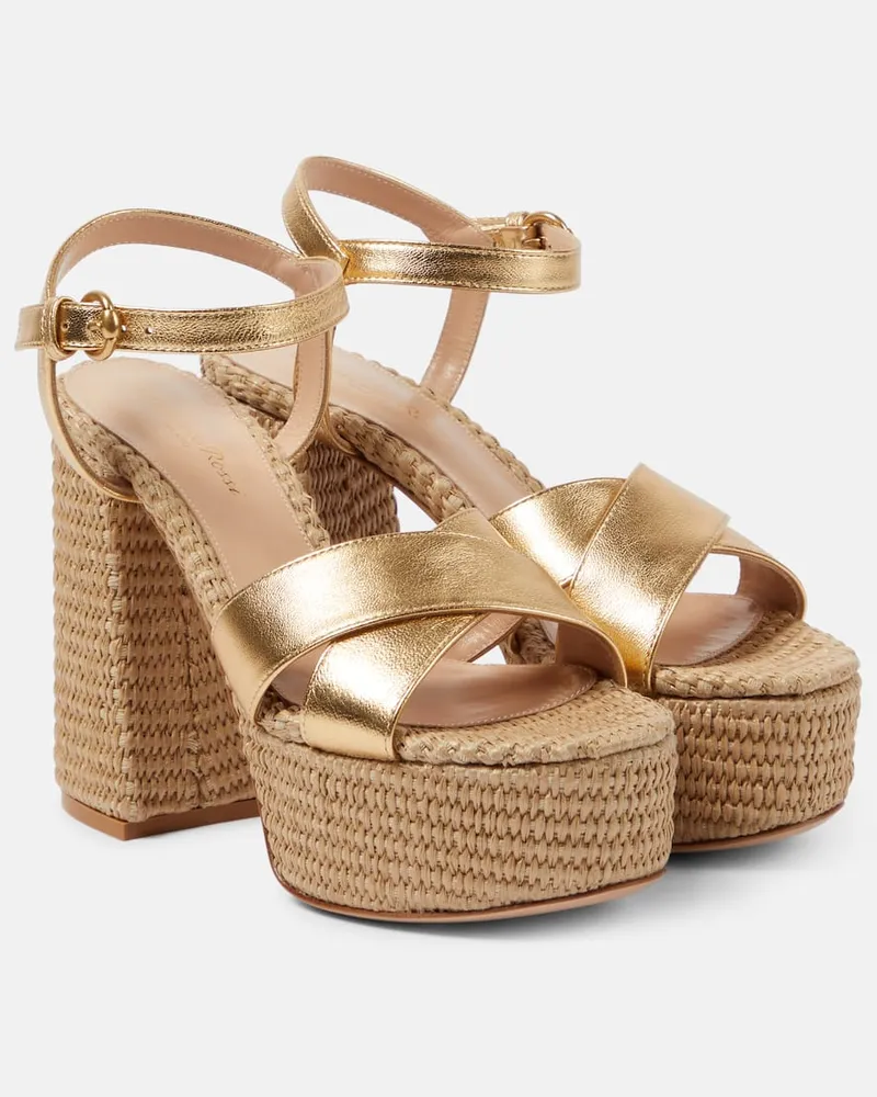 Gianvito Rossi Plateausandalen aus Metallic-Leder Gold