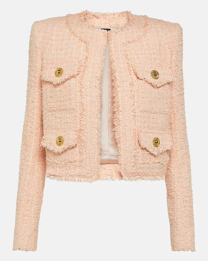 Balmain Cropped-Jacke aus Tweed Rosa