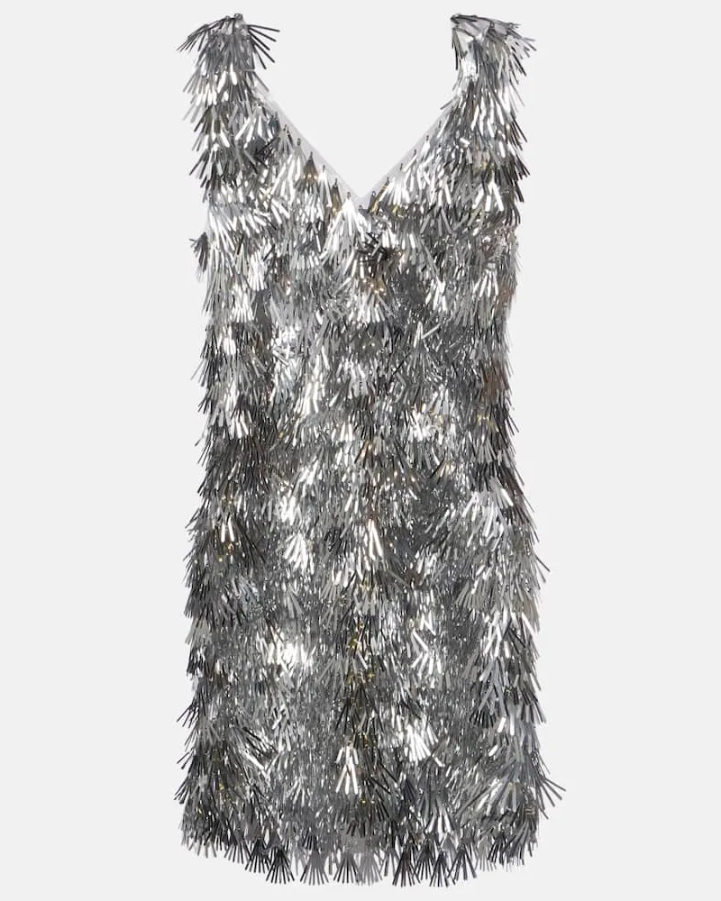 Paco Rabanne Minikleid mit Pailletten Silber