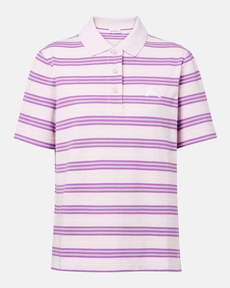 Burberry Polohemd Icon Stripe aus Baumwolle Violett
