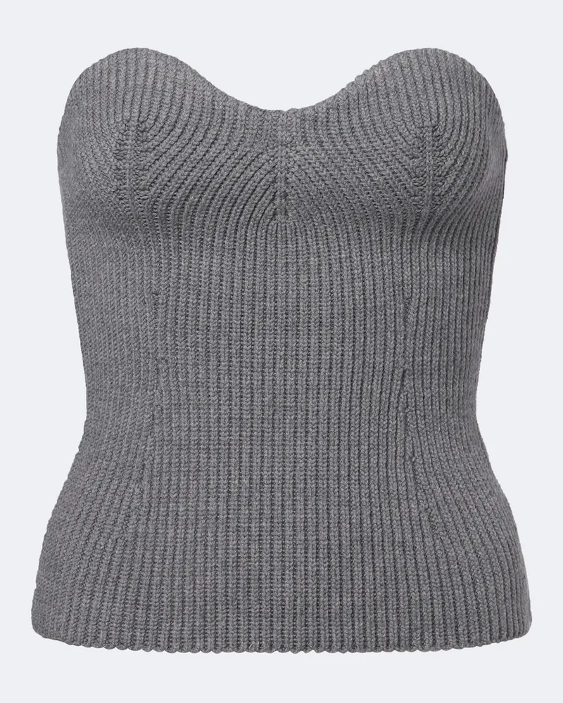 Jil Sander Bustier-Top aus einem Wollgemisch Grau