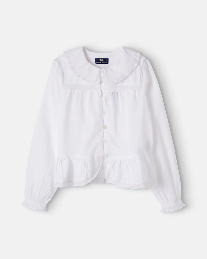 Ralph Lauren Hemd aus Baumwollpopeline mit Spitze Weiß