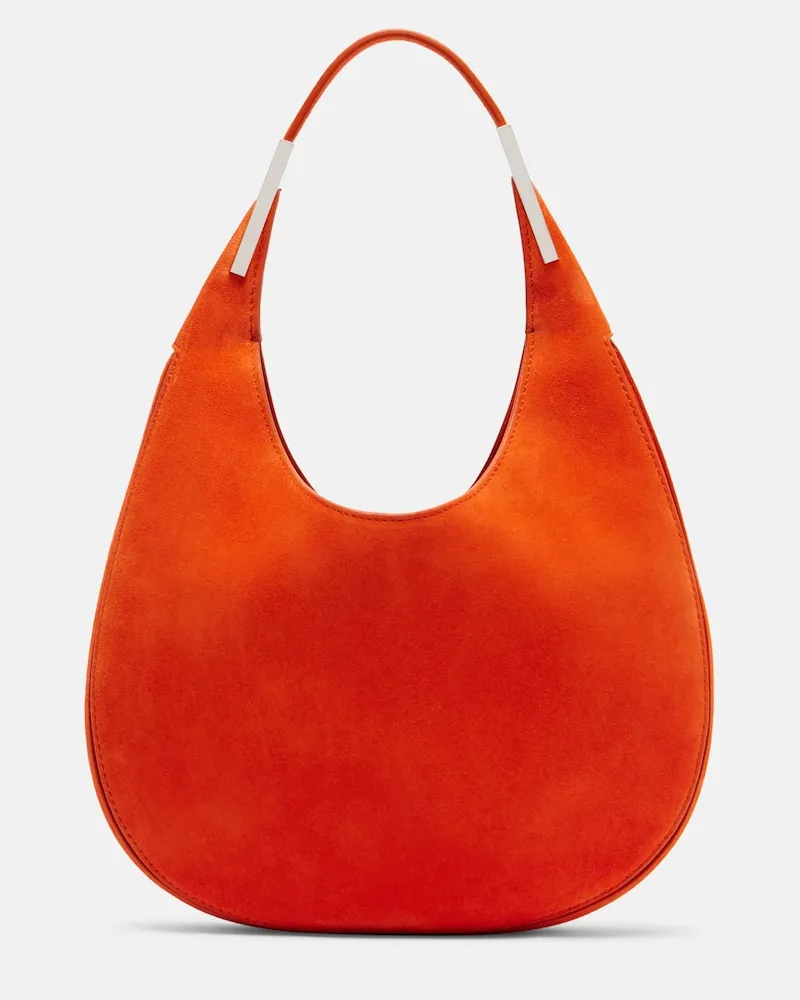 SAVETTE Schultertasche Florence aus Veloursleder Orange