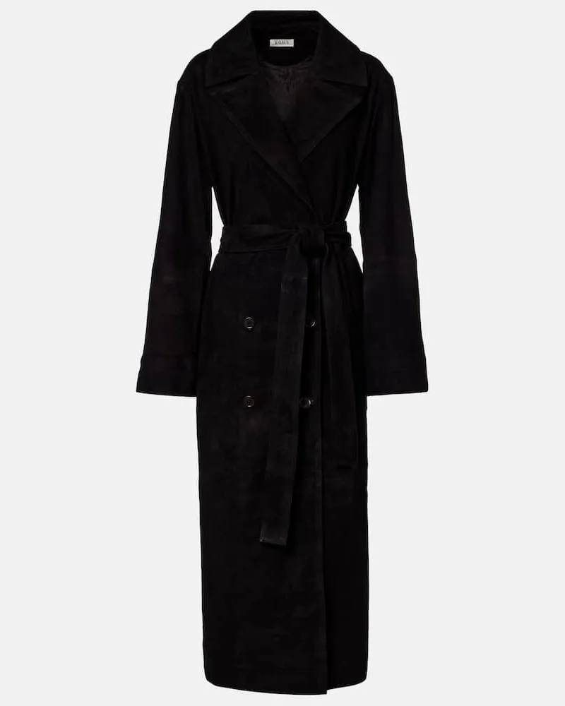 Róhe Róhe Mantel aus Veloursleder Schwarz