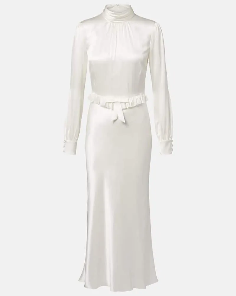 Alessandra Rich Midikleid aus Seidensatin Weiß