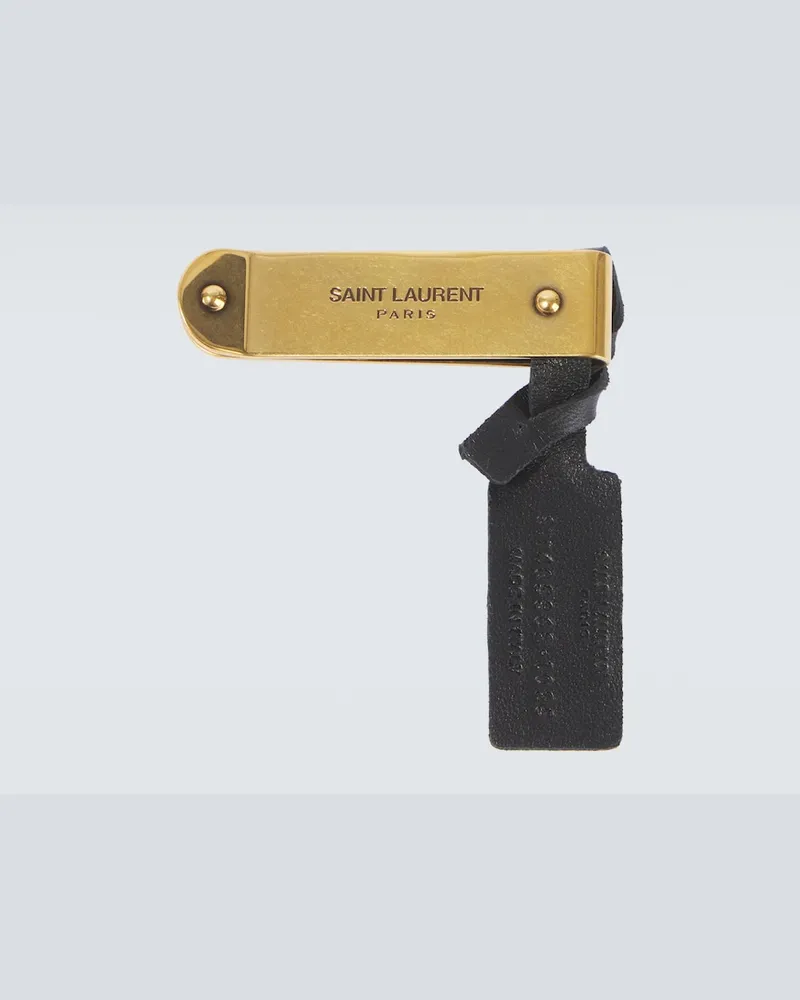 Saint Laurent Geldklammer mit Leder Schwarz