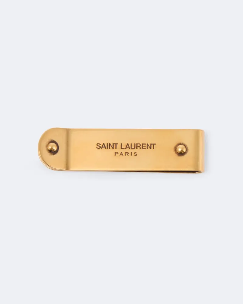 Saint Laurent Geldklammer mit Leder Schwarz