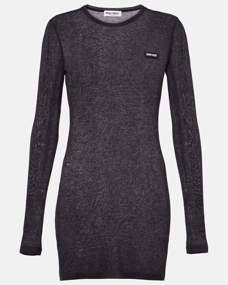 Miu Miu Minikleid aus Baumwoll-Jersey Schwarz