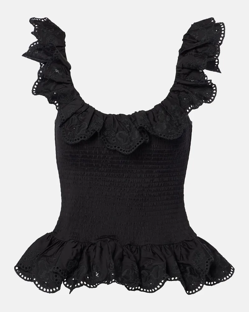 Susan Fang Top aus Baumwolle Schwarz