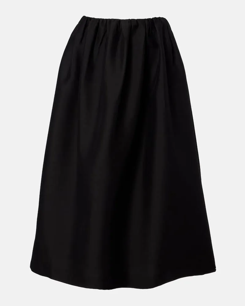 Totême Midirock aus Wolle und Seide Schwarz