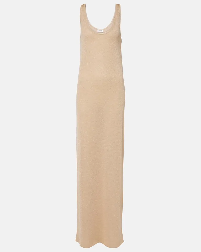 Saint Laurent Maxikleid aus Strick Gold