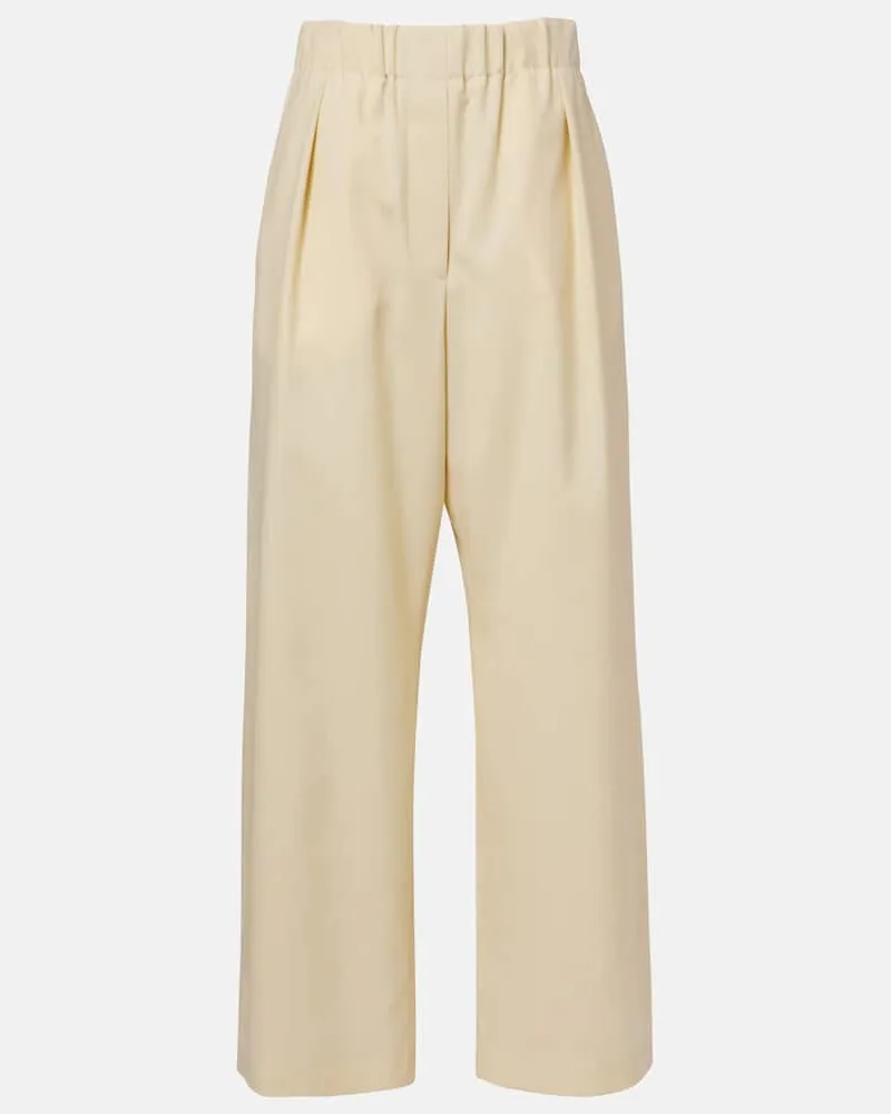 Jil Sander Weite Hose aus Wolle Weiß