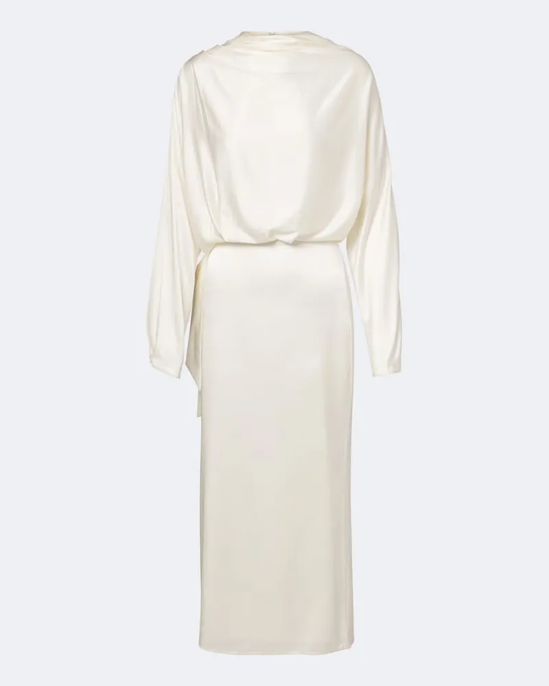 STAUD Midikleid Phoebe aus einem Seidengemisch Weiß