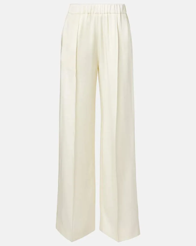 Jil Sander Weite Hose aus Satin Weiß