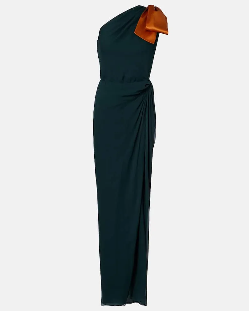 Saint Laurent Robe aus Seidenchiffon Grün