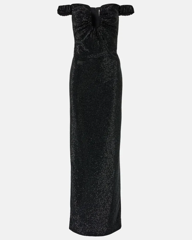 Roland Mouret Off-Shoulder-Robe mit Kristallen Schwarz