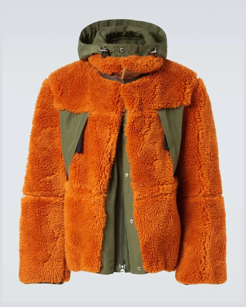 Sacai Jacke aus einem Wollgemisch und Canvas Orange