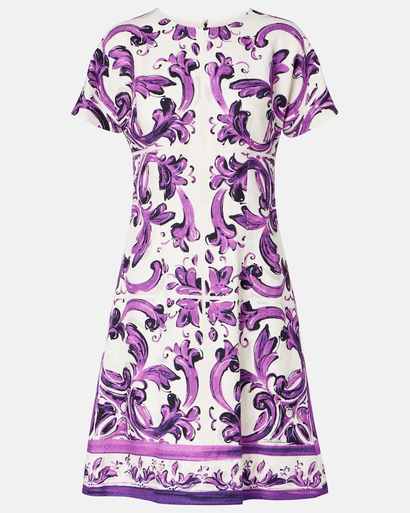 Dolce & Gabbana Bedrucktes Minikleid Majolica Weiß