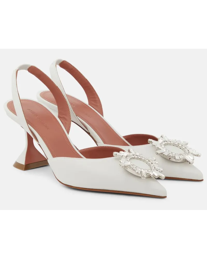 Amina Muaddi Slingback-Pumps Begum 70 aus Leder Weiss