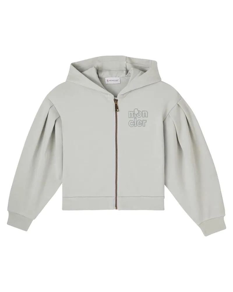 Moncler Cropped-Kapuzenjacke aus Baumwolle Türkis