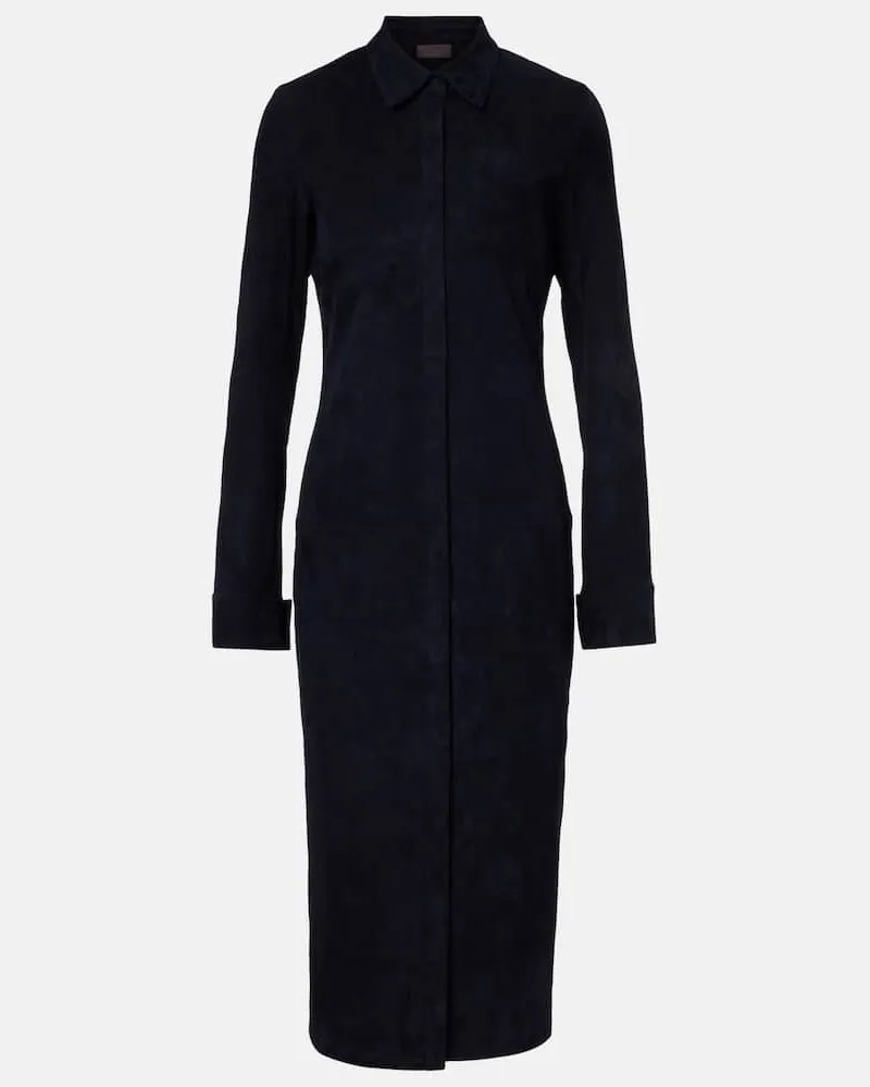 Stouls Hemdblusenkleid Becky aus Veloursleder Blau