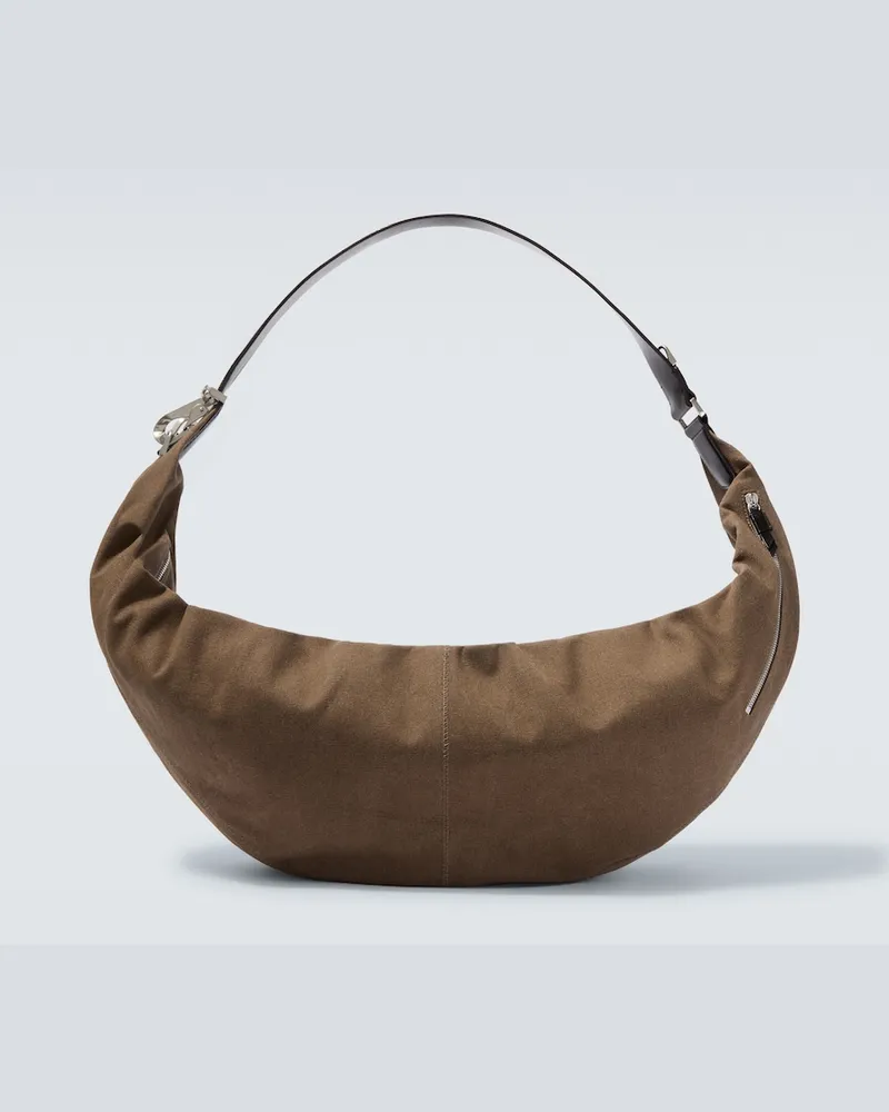 Christophe Lemaire Schultertasche XL Quiver Clip aus Canvas Braun