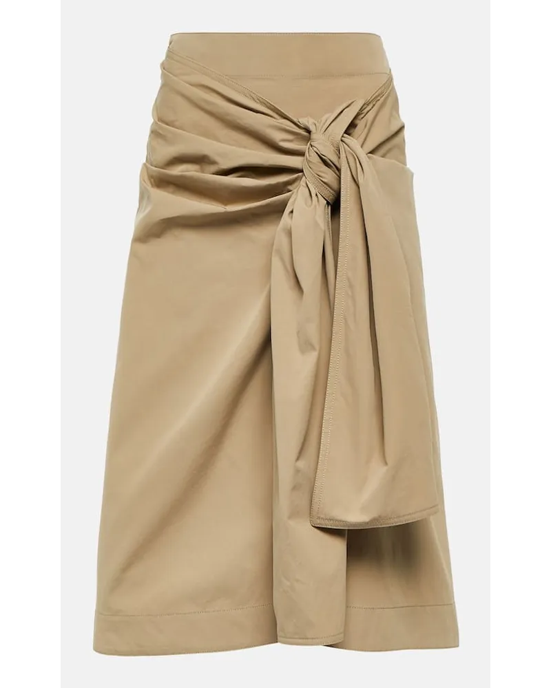 Bottega Veneta Midirock aus einem Baumwollgemisch Beige