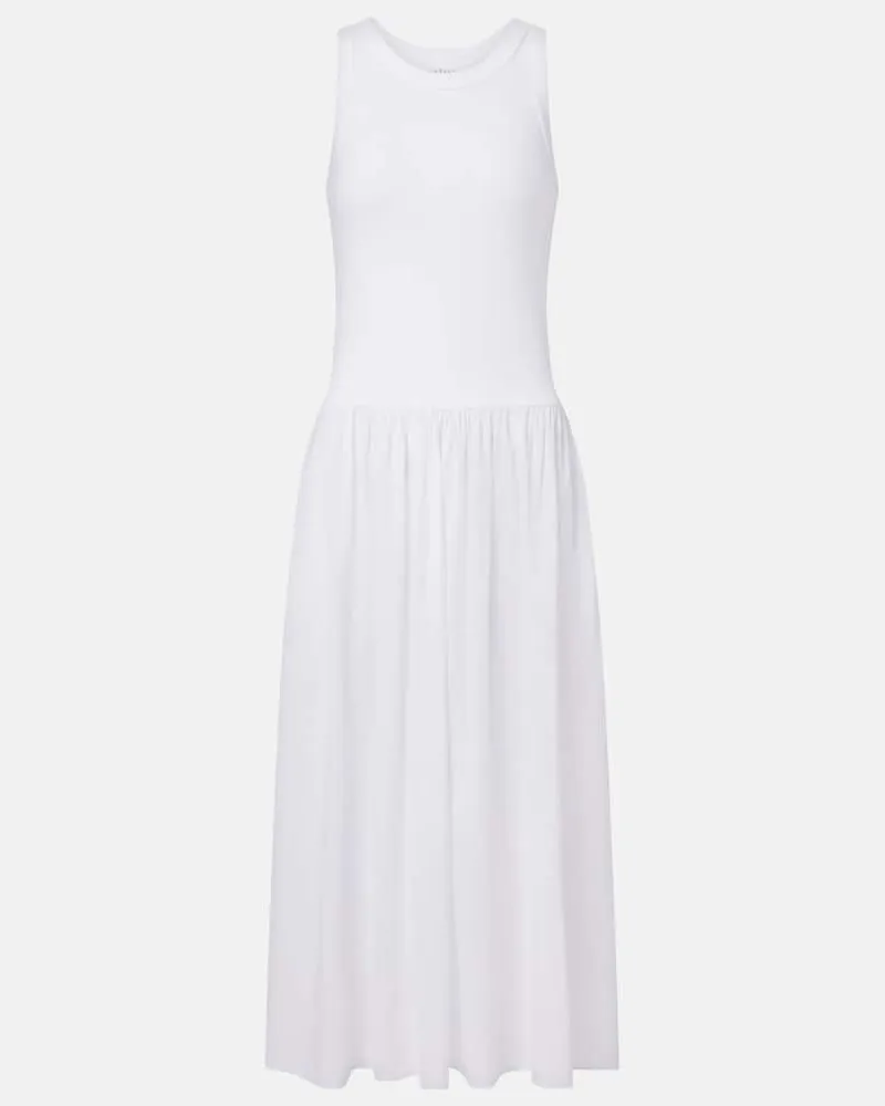Velvet Midikleid Amelia aus einem Baumwollgemisch Weiß