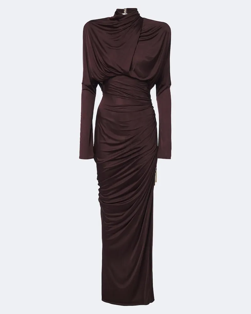 Balmain Maxikleid aus Jersey Braun