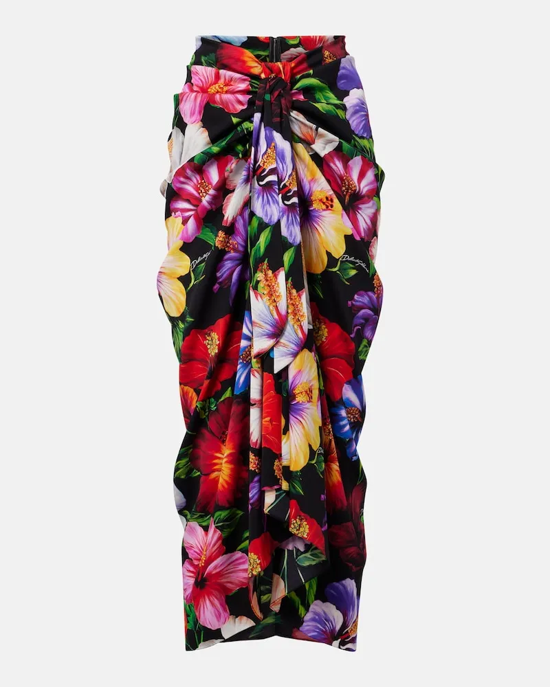 Dolce & Gabbana Midirock aus einem Seidengemisch Multicolor