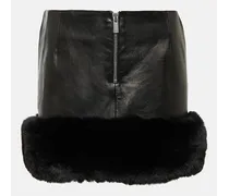 Minirock aus Leder mit Faux Fur