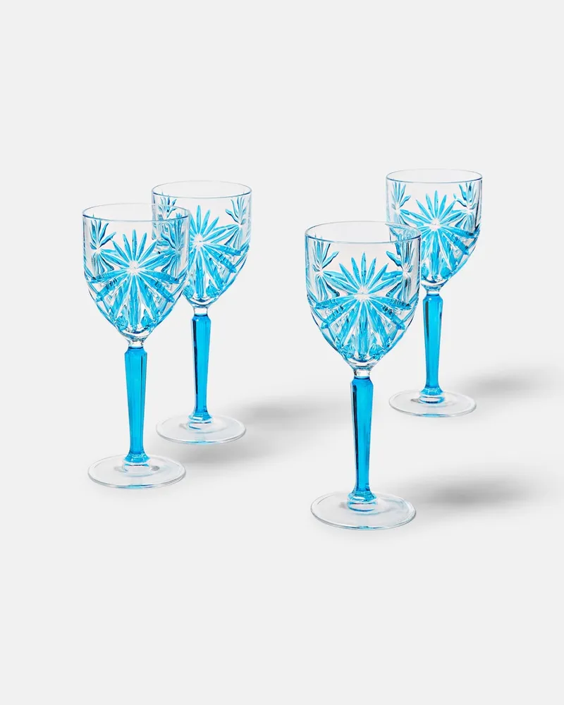 Les-Ottomans Set aus vier Weingläsern Blau