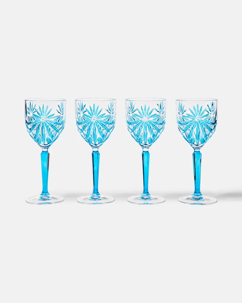 Les-Ottomans Set aus vier Weingläsern Blau
