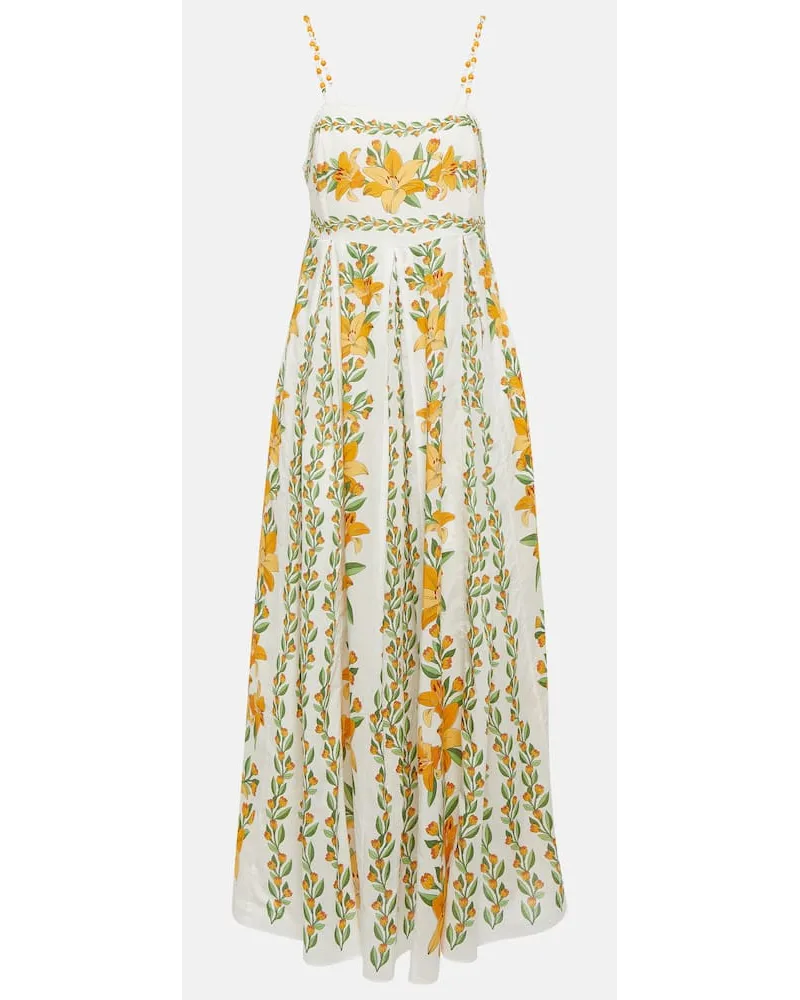 FARM Rio Maxikleid Tropical Lightness aus Baumwolle Weiss