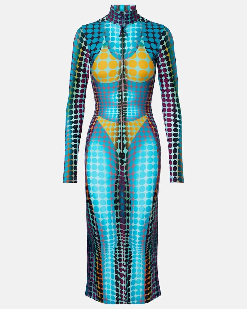 Jean Paul Gaultier Bedrucktes Midikleid Multicolor