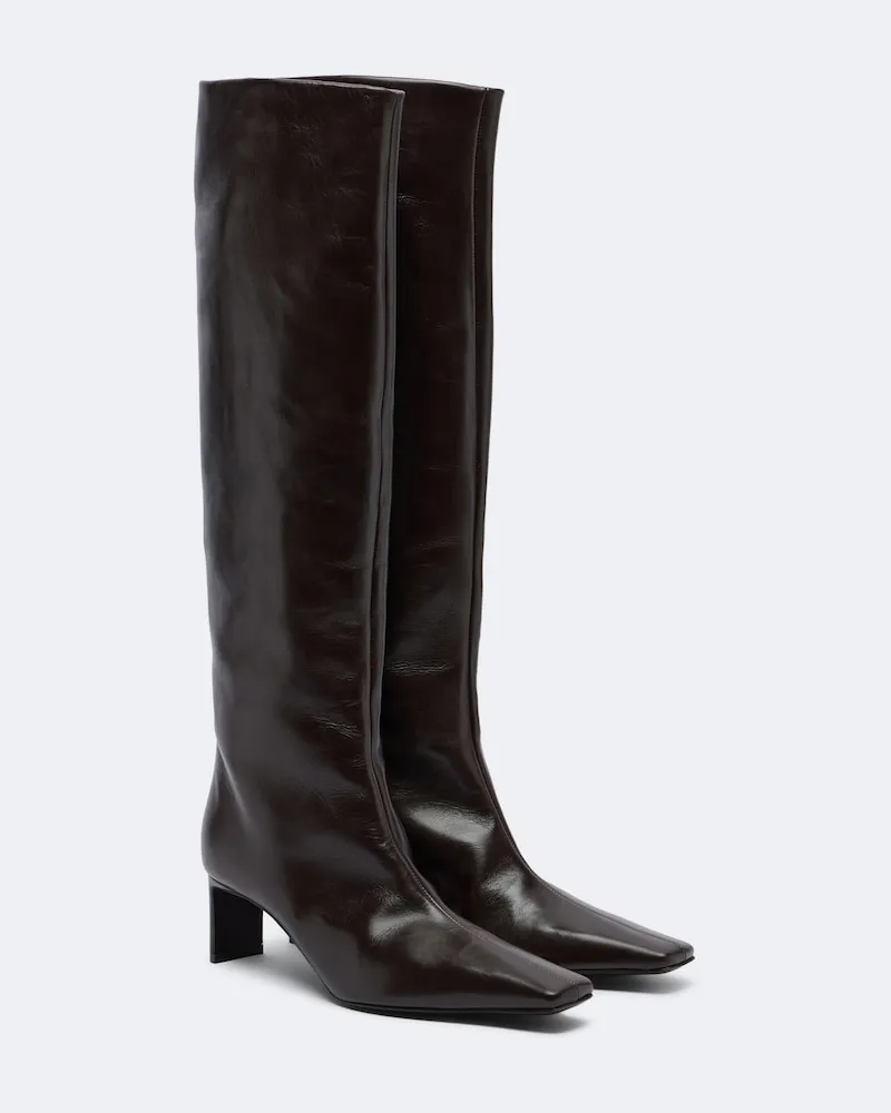 KHAITE Kniehohe Stiefel Ona aus Leder Braun