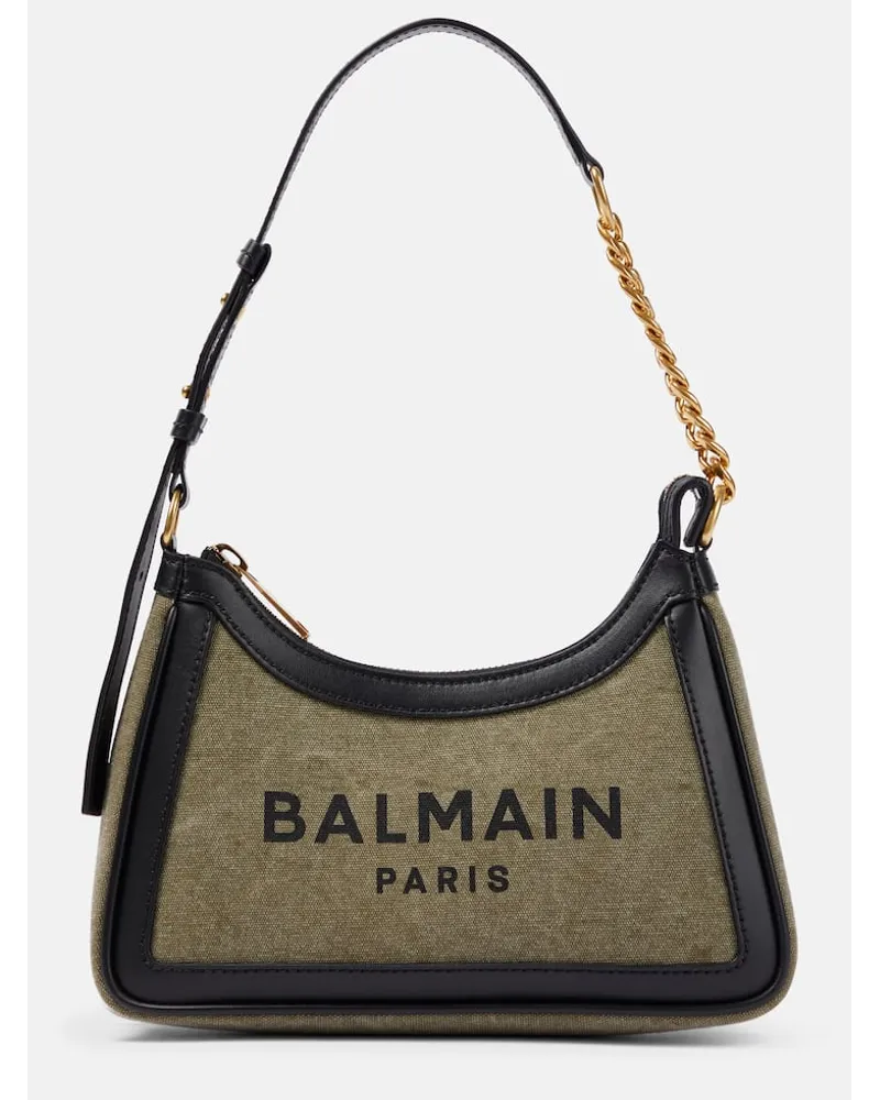 Balmain Schultertasche B-Army aus Canvas und Leder Multicolor