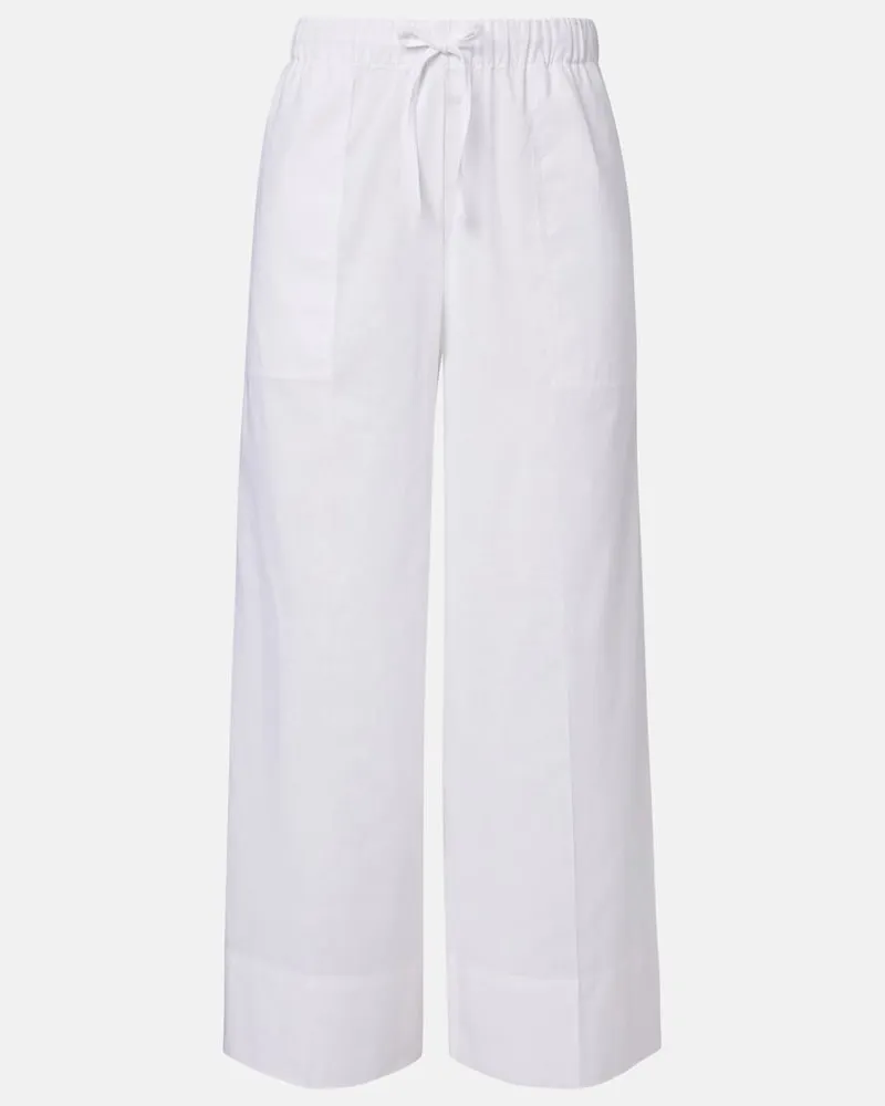 Totême Weite Hose aus Baumwolle und Leinen Weiß